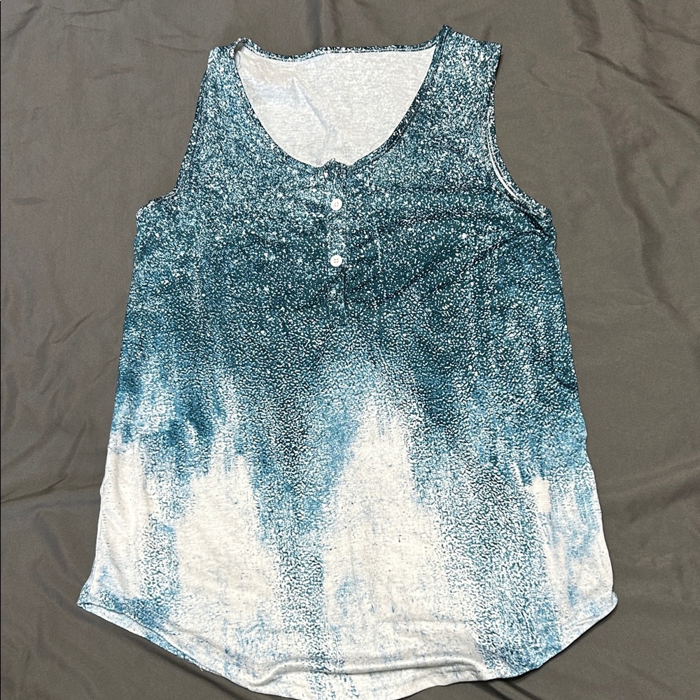 Teal and White Women's Tank Top